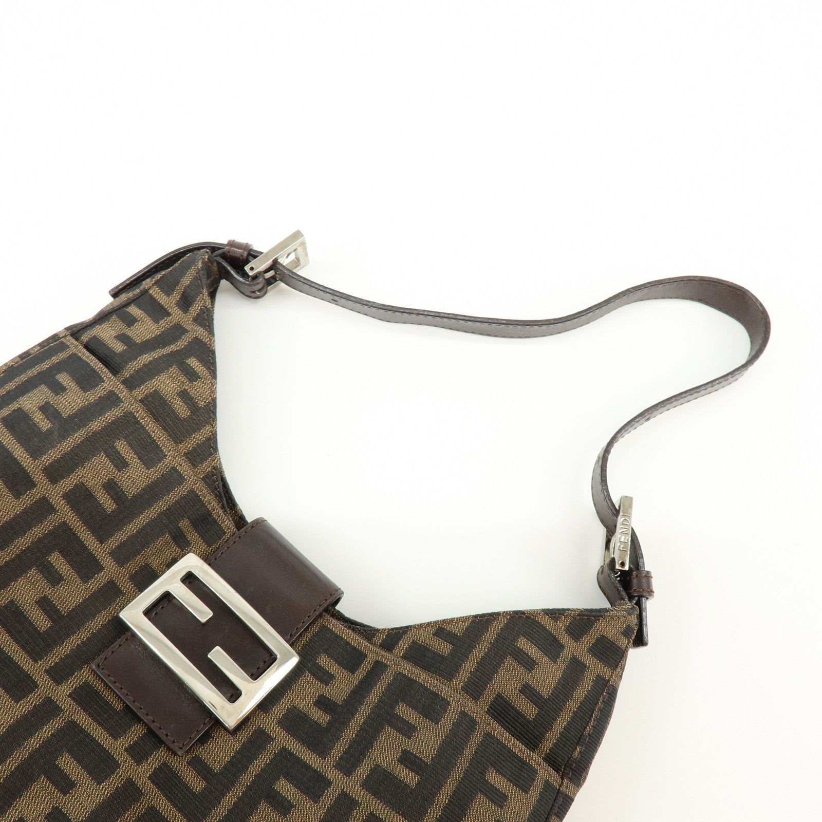 FENDI Zucca Canvas Shoulder Bag Hand Bag Brown Black 265690