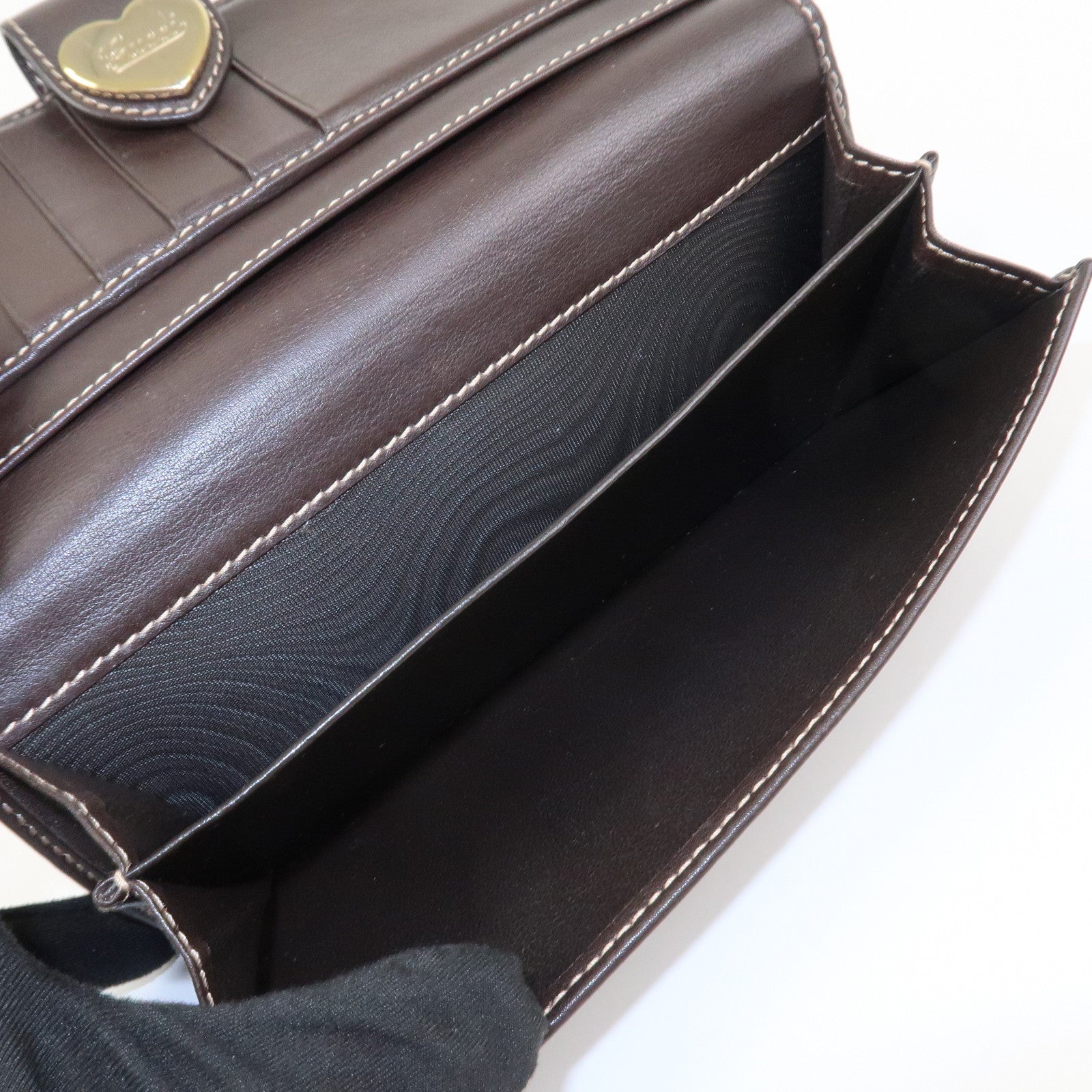 GUCCI Lovely Heart GG Canvas Leather Bi-fold Long Wallet 203550