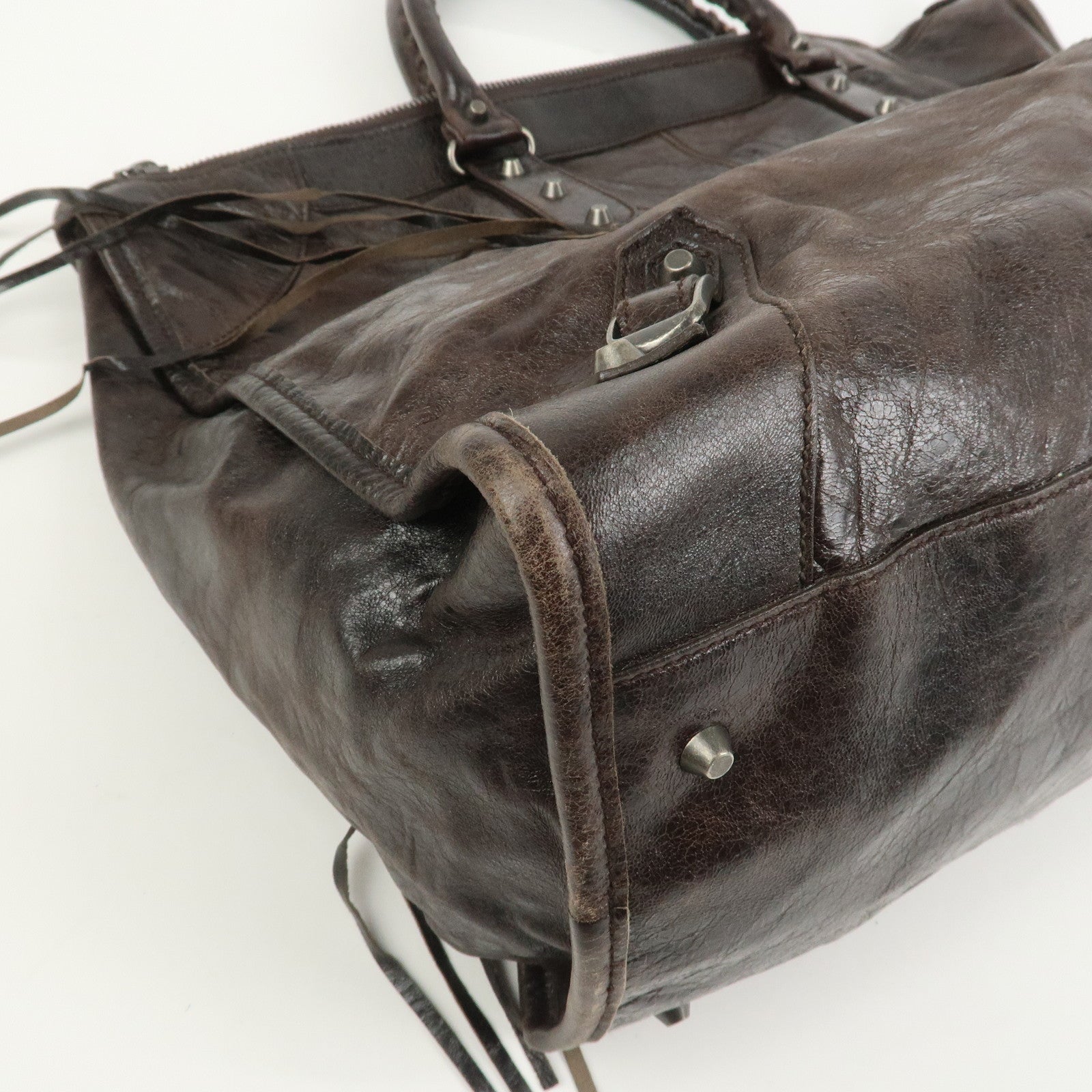 BALENCIAGA The Work Leather Tote bag Hand Bag Dark Brown 156541