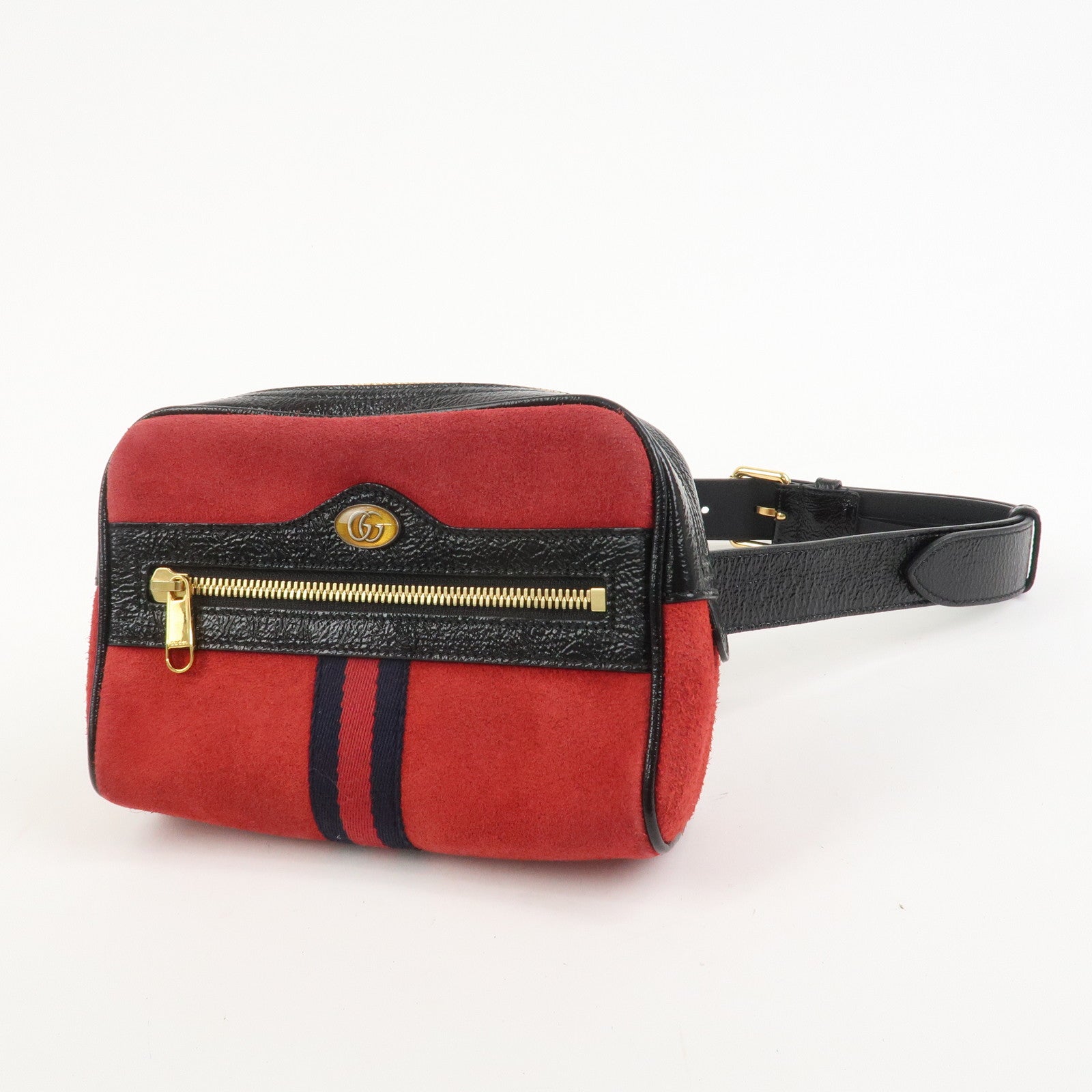GUCCI Sherry GG Marmont Suede Waist Pouch Body Bag Red Black 517076