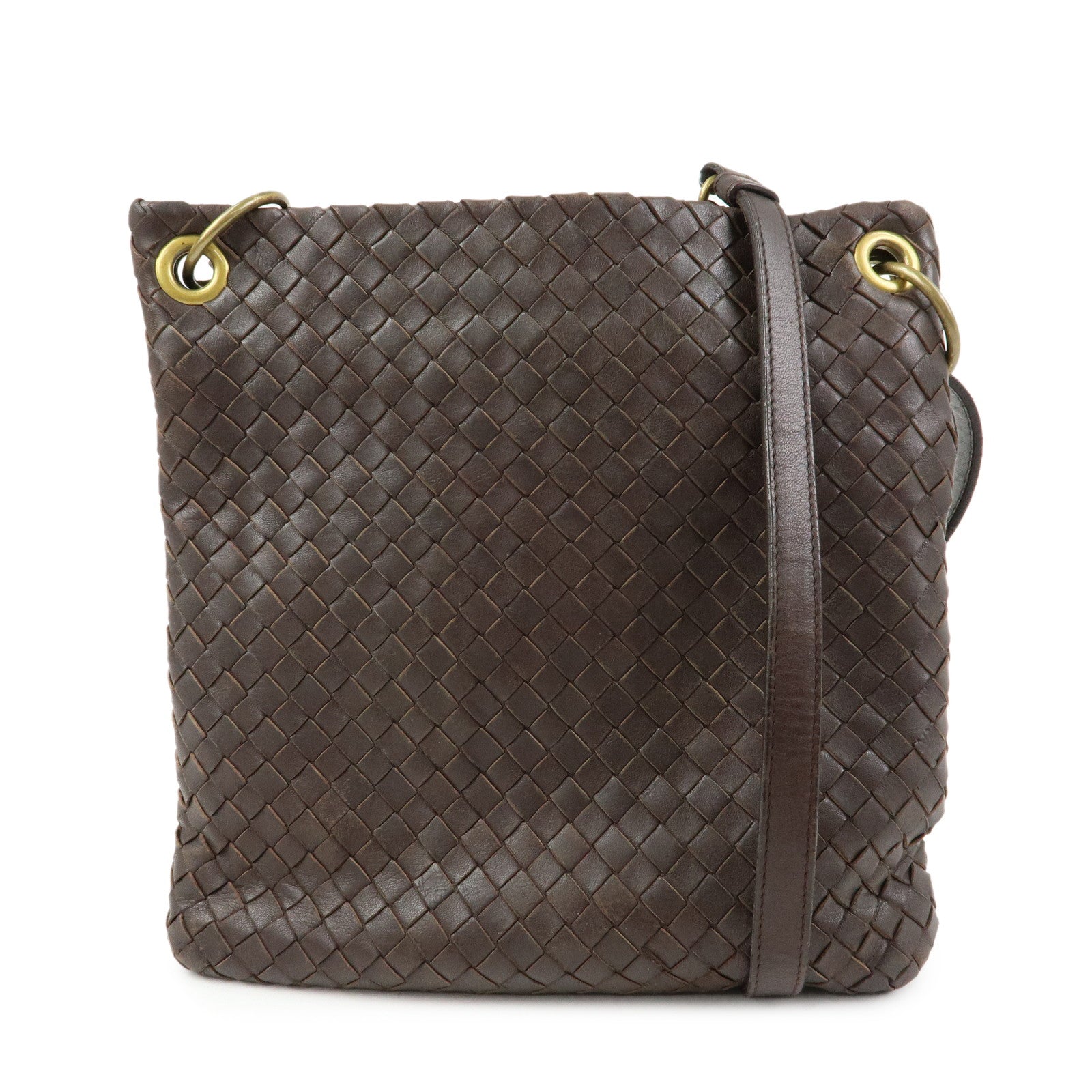 BOTTEGA VENETA Intrecciato Leather Shoulder Bag Brown 179330