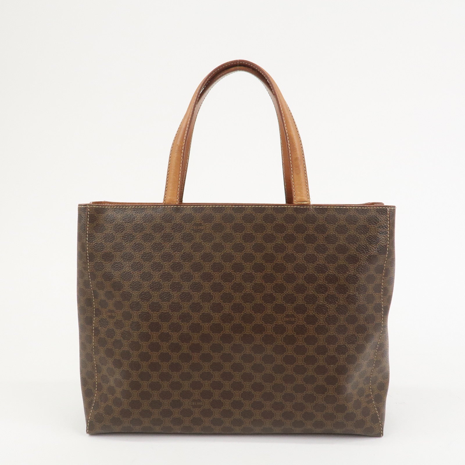 CELINE Macadam PVC Leather Hand Bag Tote Bag Brown