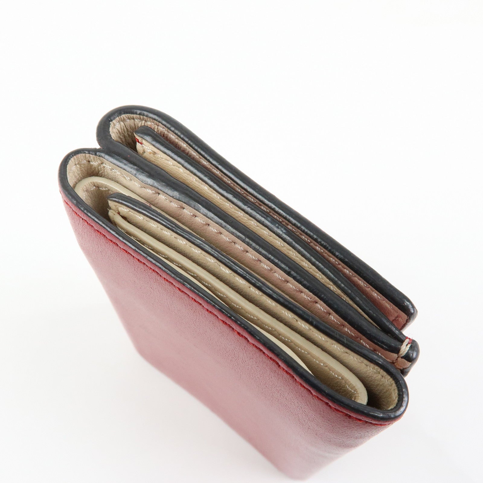 FENDI Peekaboo Leather Compact Trifold Wallet Red 8M0445