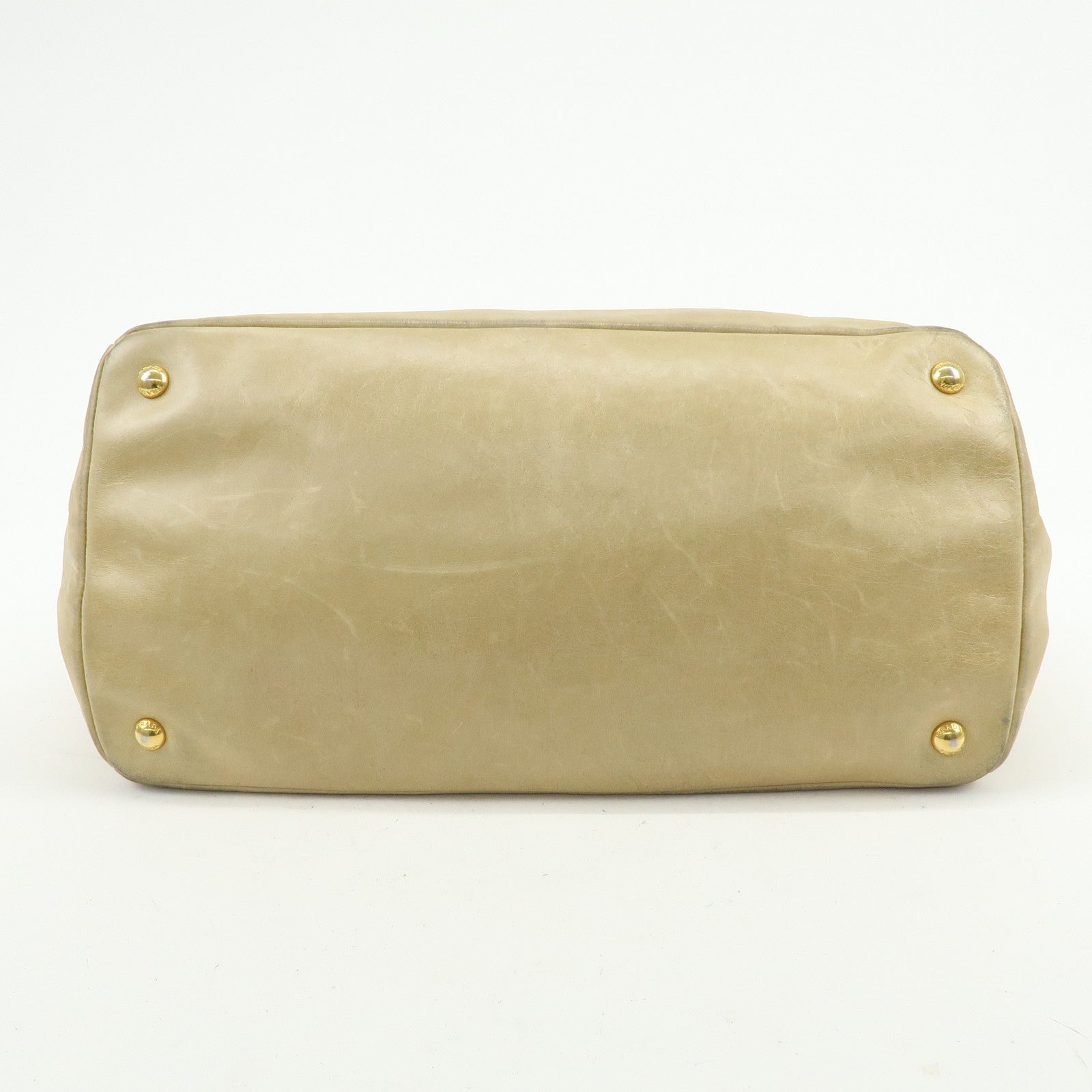 PRADA Logo Leather 2Way Shoulder Bag Hand Bag BN1921 Beige