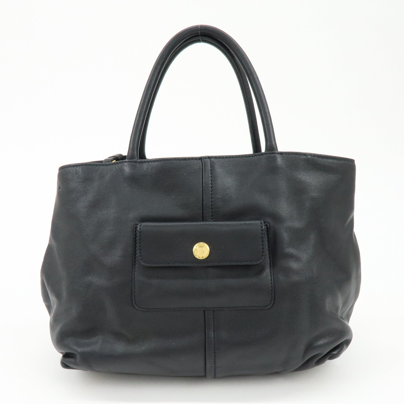 PRADA Soft Calf Leather 2Way Bag Hand Bag Shoulder Bag Black BN1832