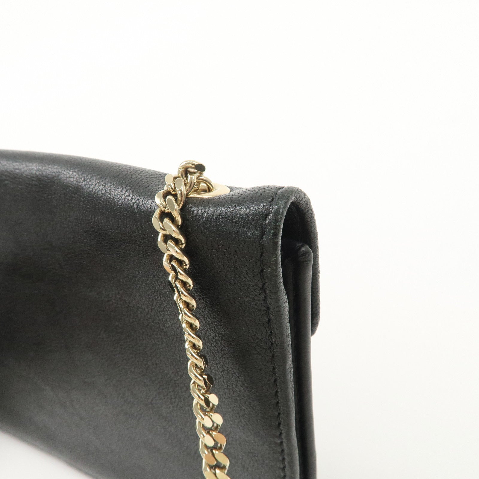 Chloe Leather Chain Shoulder Bag Black Gold Hardware Used