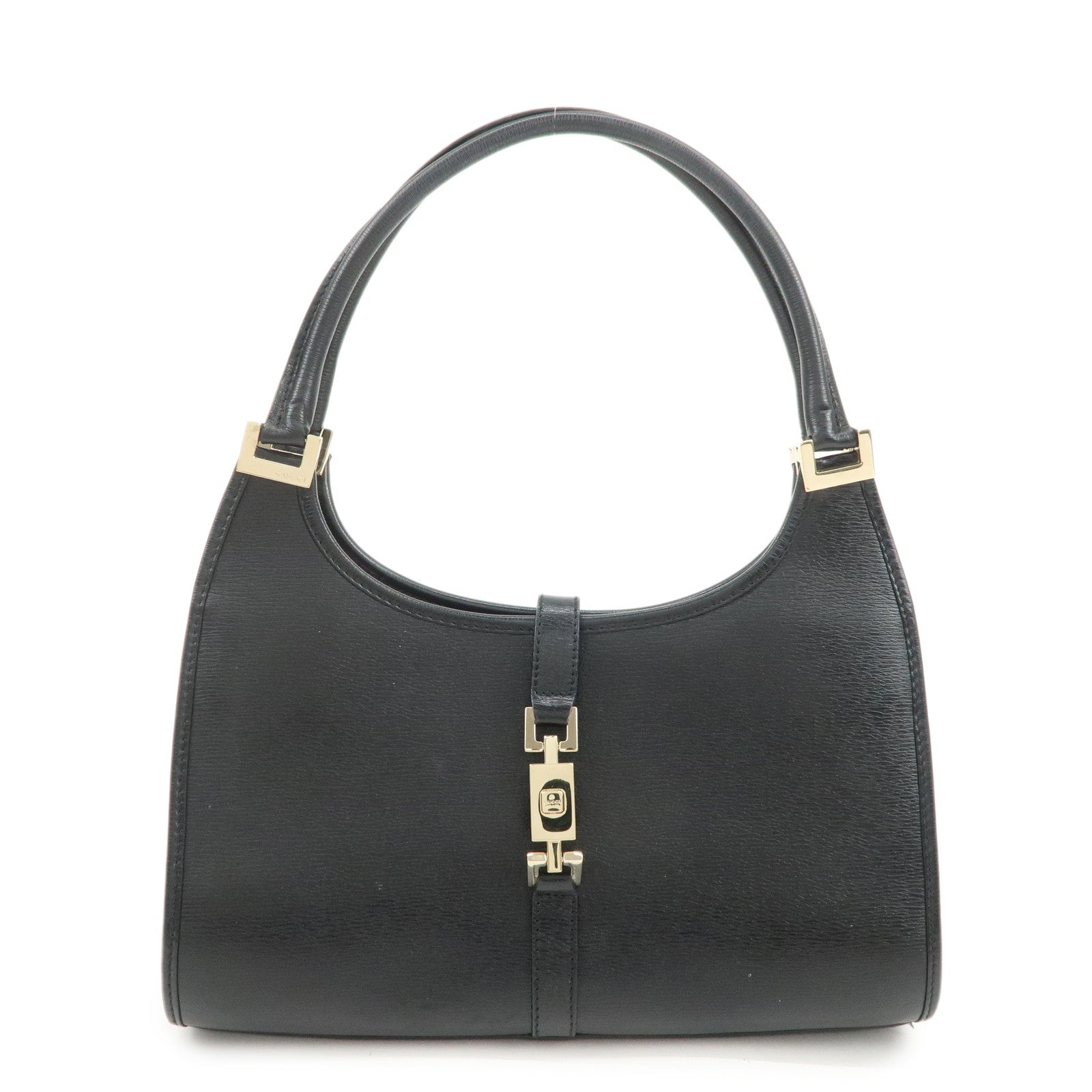 GUCCI Jackie Leather Hand Bag Black 01721