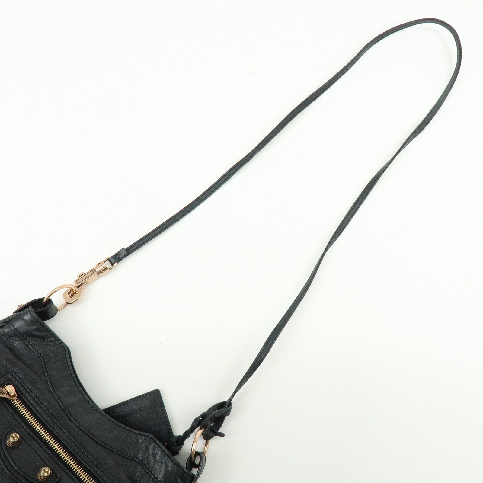 BALENCIAGA The Giant Hip Leather Shoulder Bag Black 237203