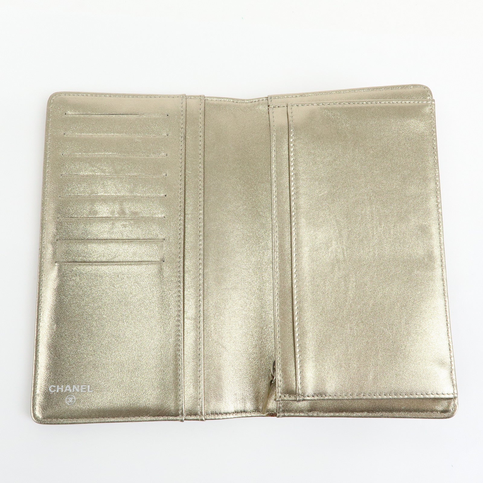 CHANEL New Travel Line Nylon Jacquard Long Wallet Gold