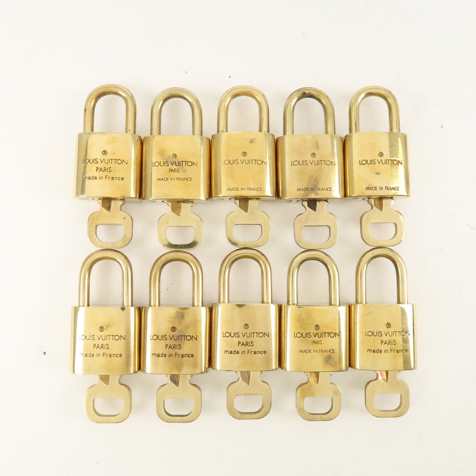 Louis Vuitton Set of 10 Lock & Key Cadena Key Lock Metal Gold Used