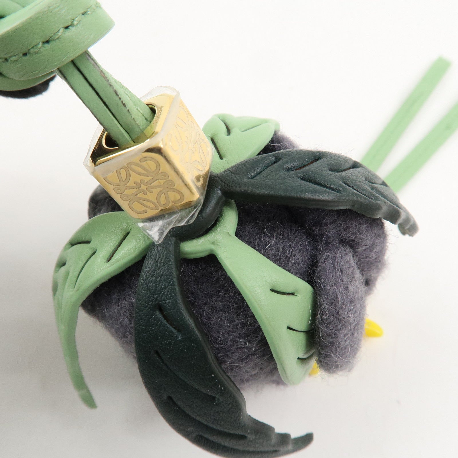 LOEWE Suna Fujita Calf Leather Felt Elephant Bag Charm Gray