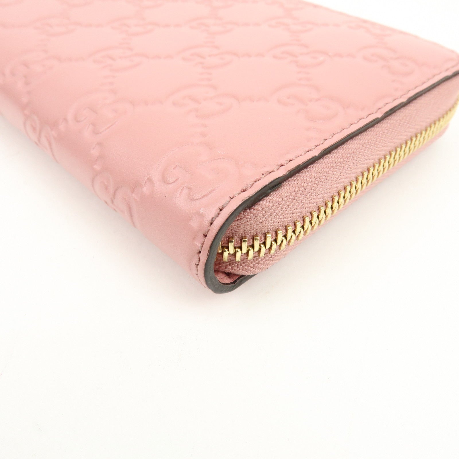 GUCCI Guccissima Leather Icon Zip Around Long Wallet Pink 410102