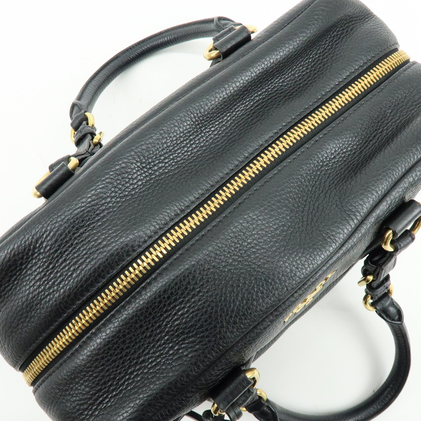 PRADA Vitello Daino Leather Shoulder Bag Hand Bag Black B3091M