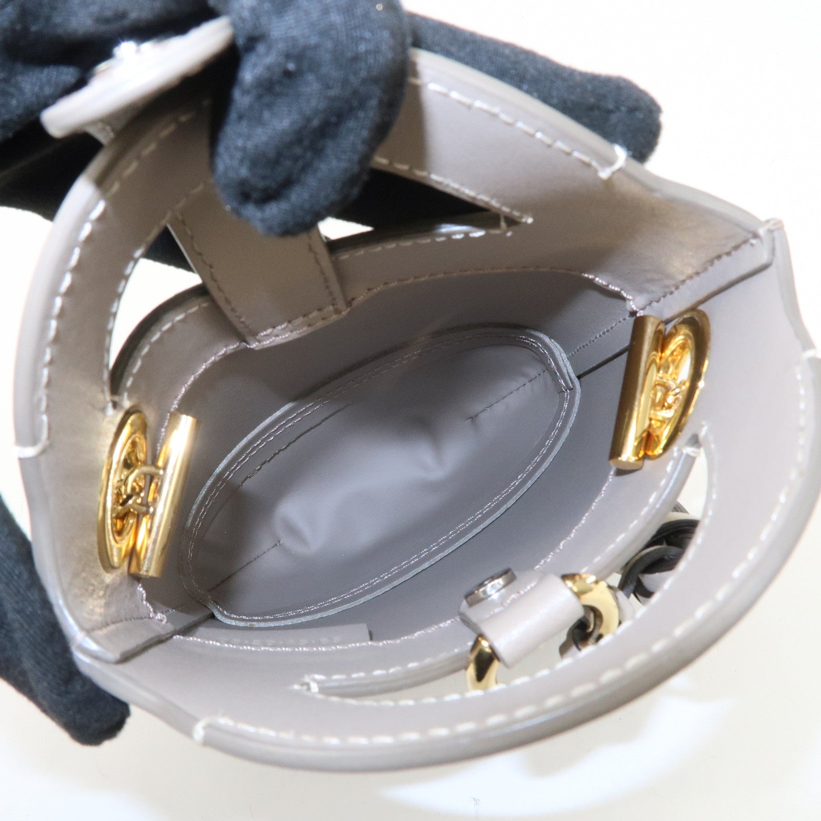 Chloe Leather Small Phone Pouch Hand Bag Shoulder Bag Greige