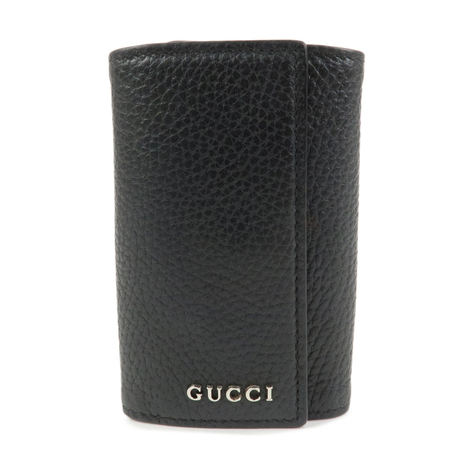 GUCCI Logo Leather 6 Rings Key Case Key Holder Black 771156