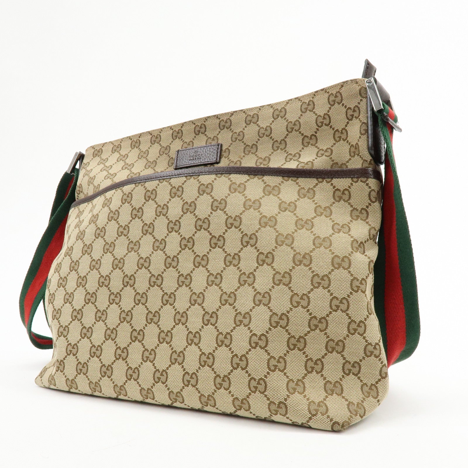 GUCCI Sherry GG Canvas Leather Shoulder Bag Beige Brown 189751