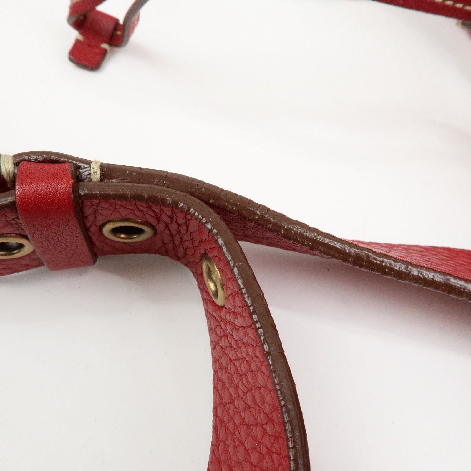 PRADA Triangle Logo Nylon Leather Shoulder Bag Hand Bag Red