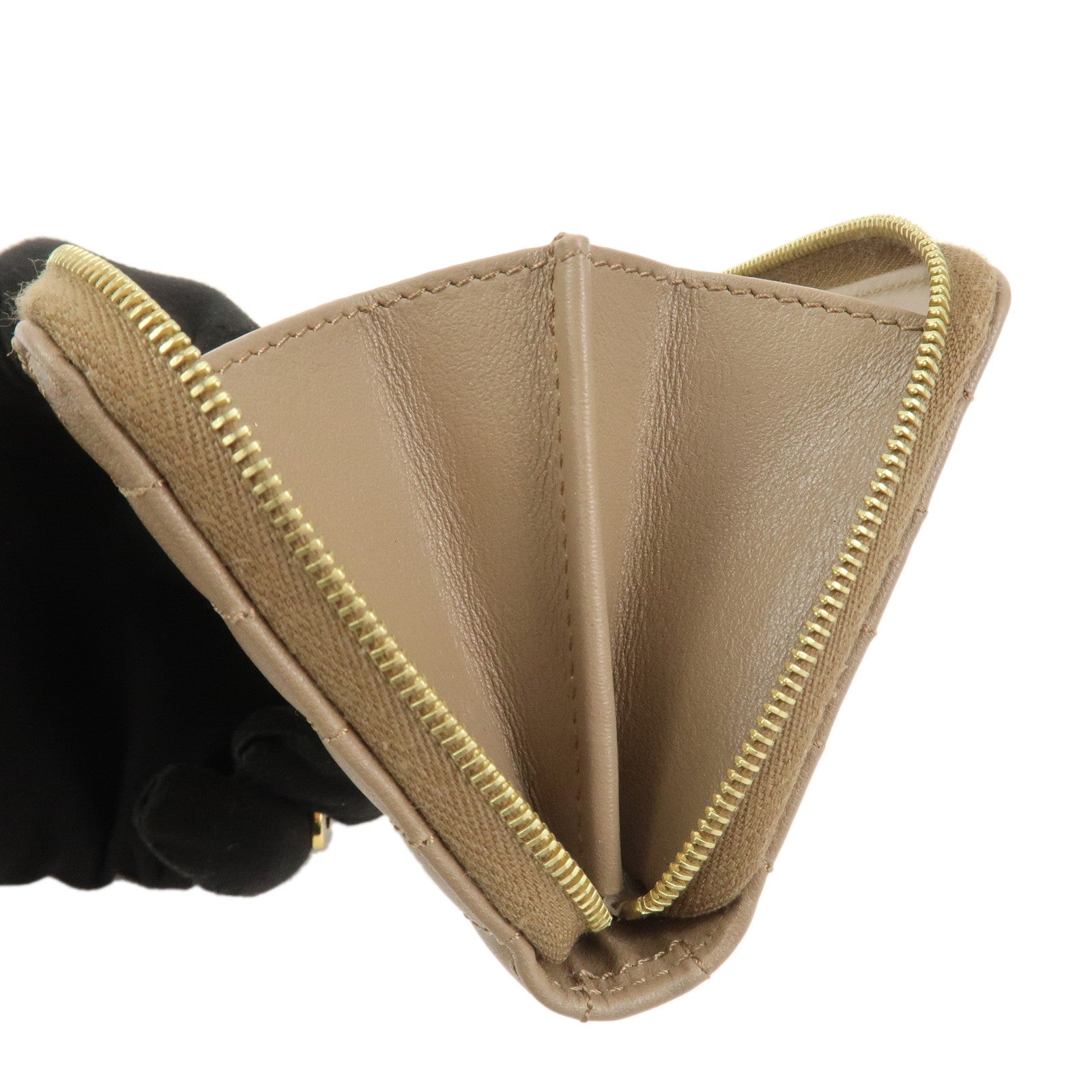 CELINE Leather Compact Zippy Wallet Card Case Coin Case Brown