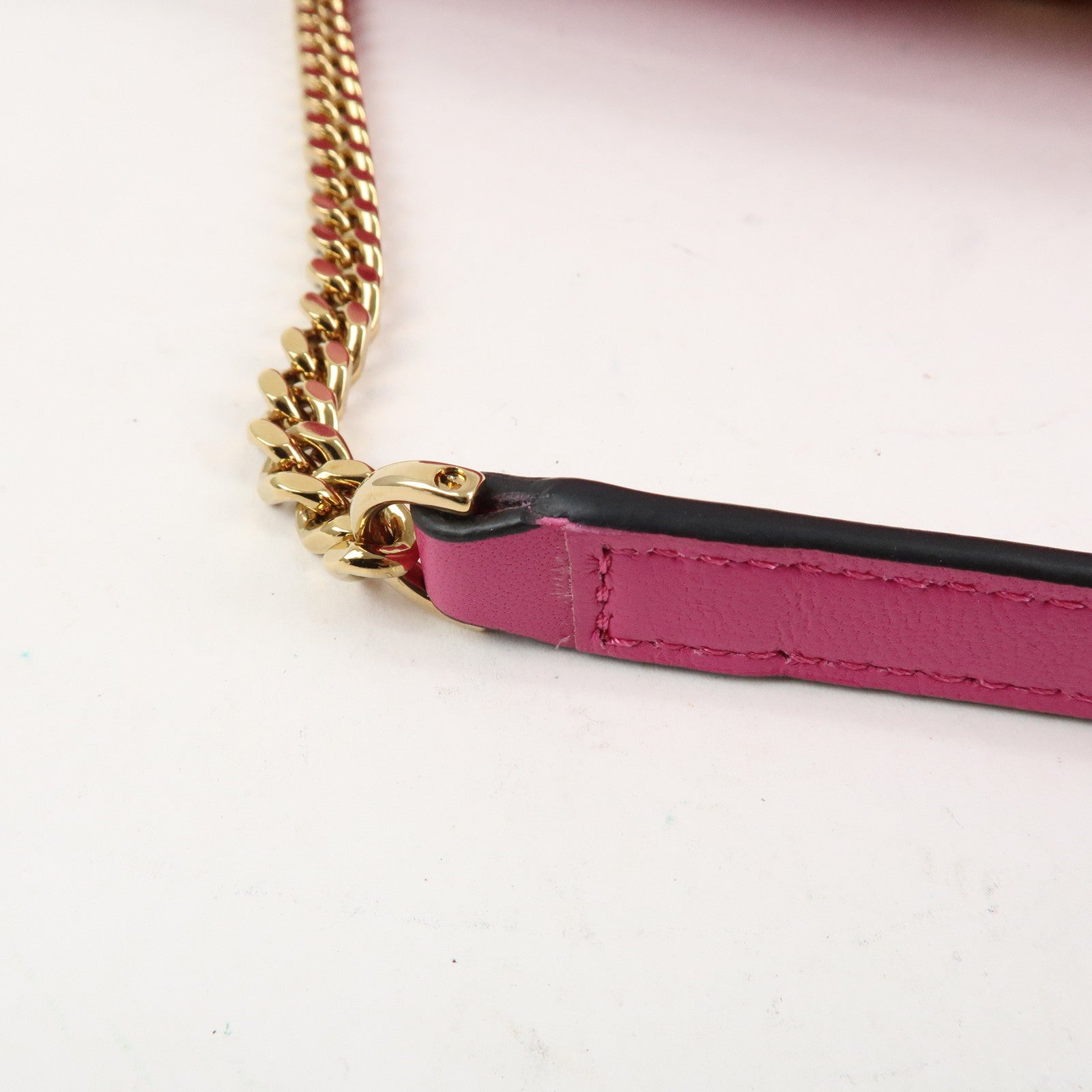GIANNI VERSACE Medusa Chain Shoulder Bag Hand Bag Gold HDW Pink Used