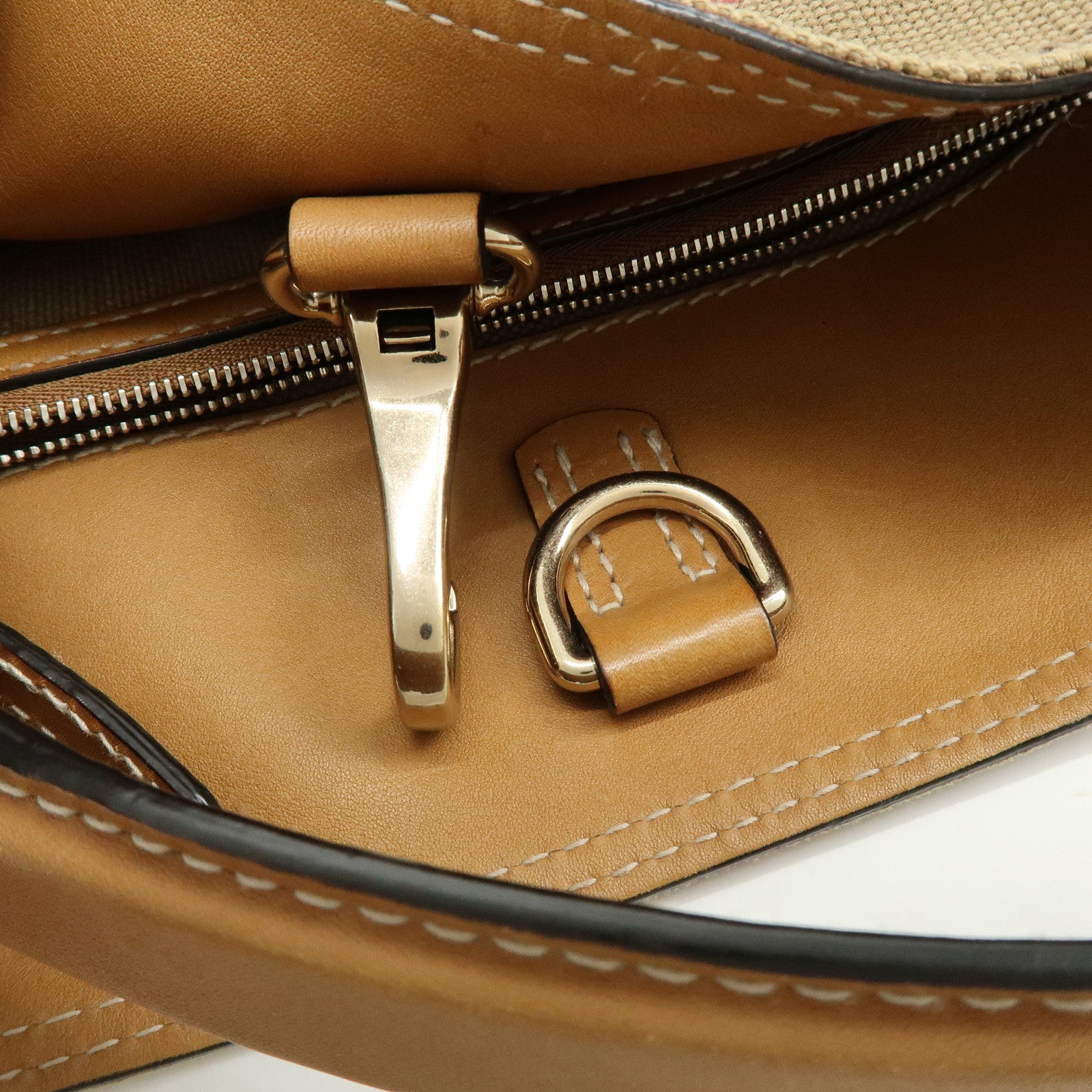 Burberry Canvas Leather 2Way Shoulder Hand Bag Plaid Beige Camel