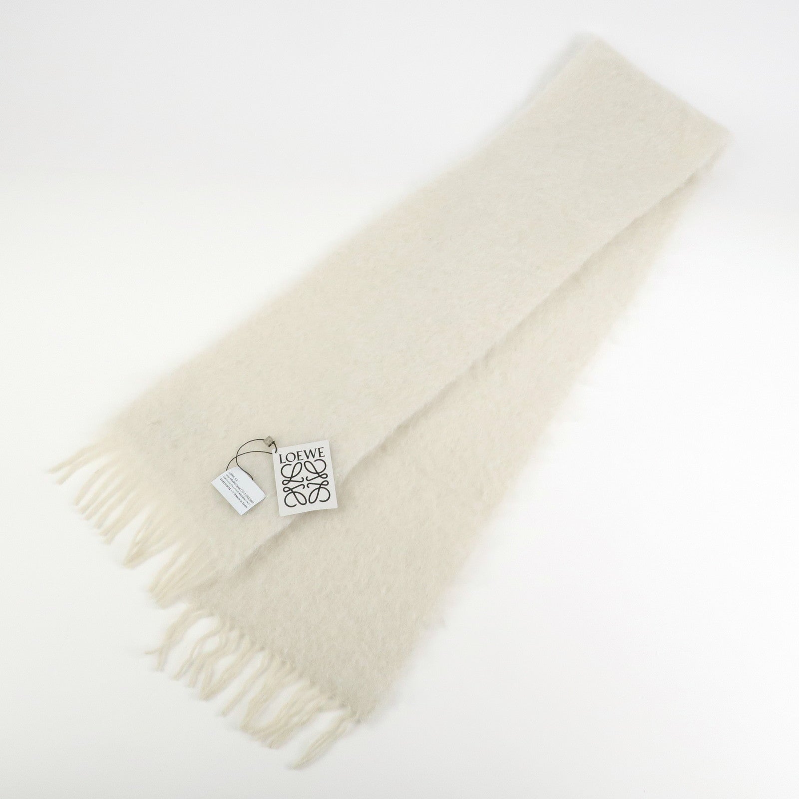 LOEWE Anagram Wool Scarf Stole Muffler Ivory