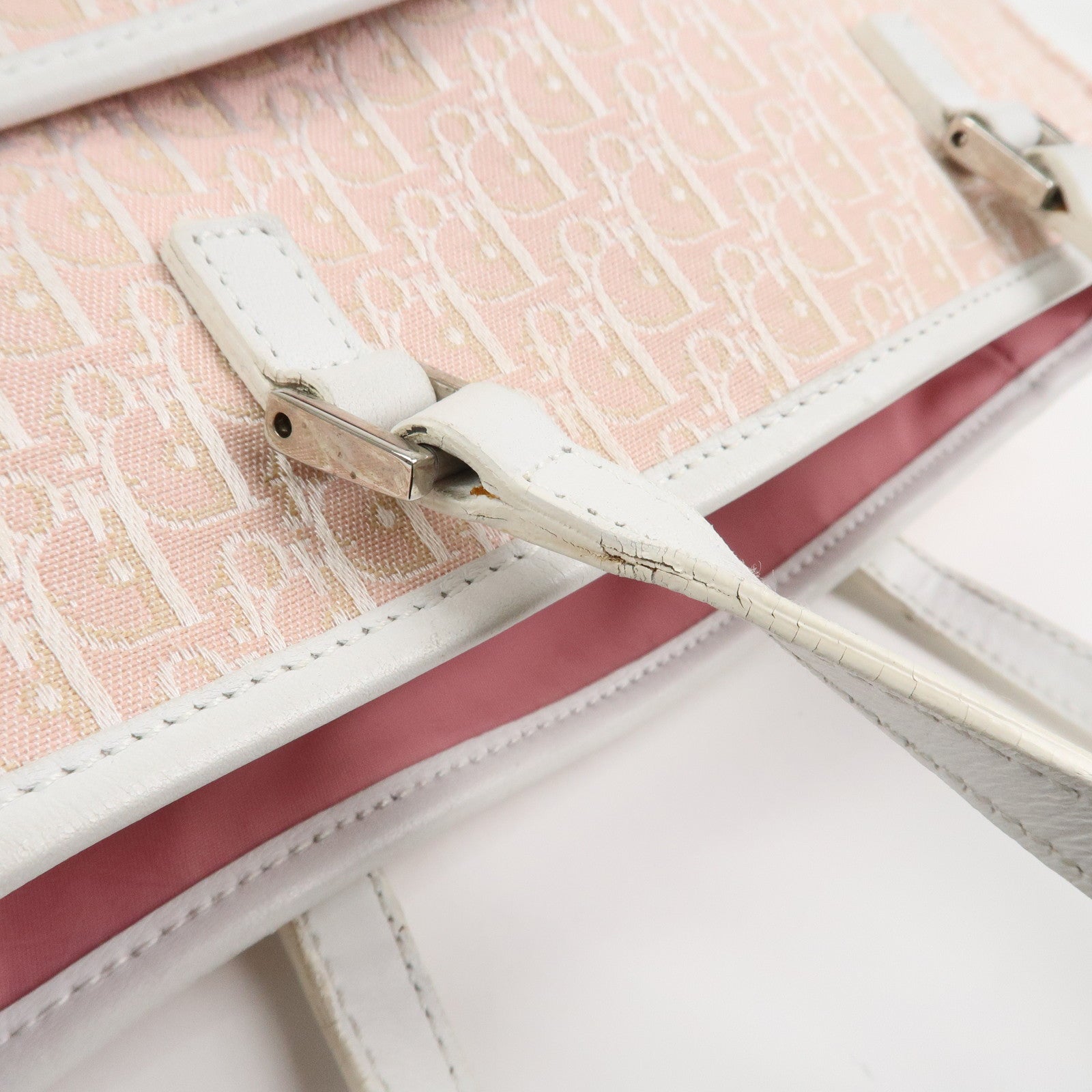 Christian Trotter Dior Canvas Leather Tote Bag Shoulder Bag Pink