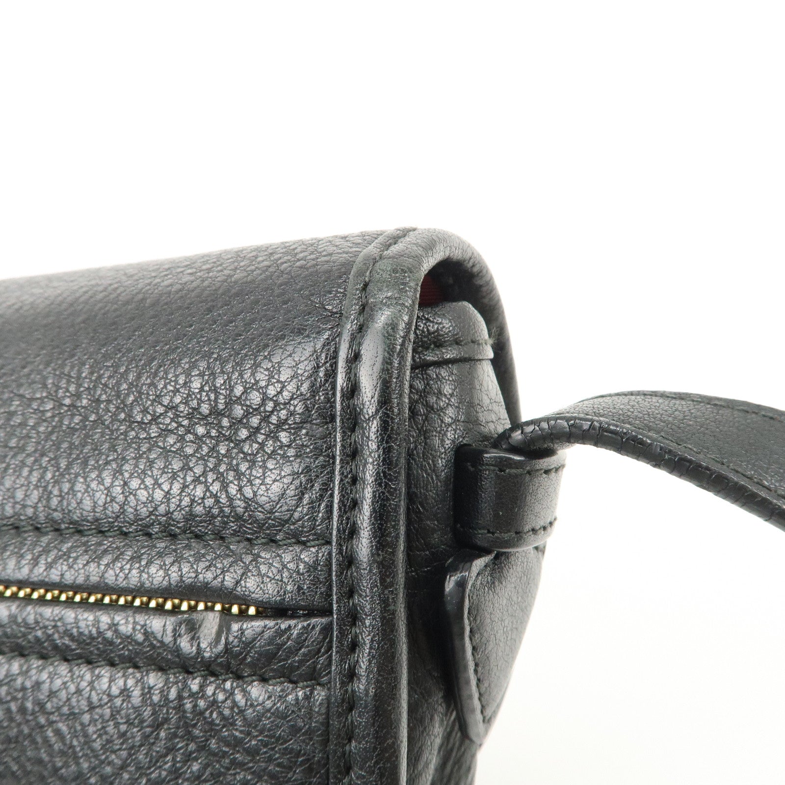 LOEWE Heritage Leather Shoulder Bag Crossbody Bag Black Used