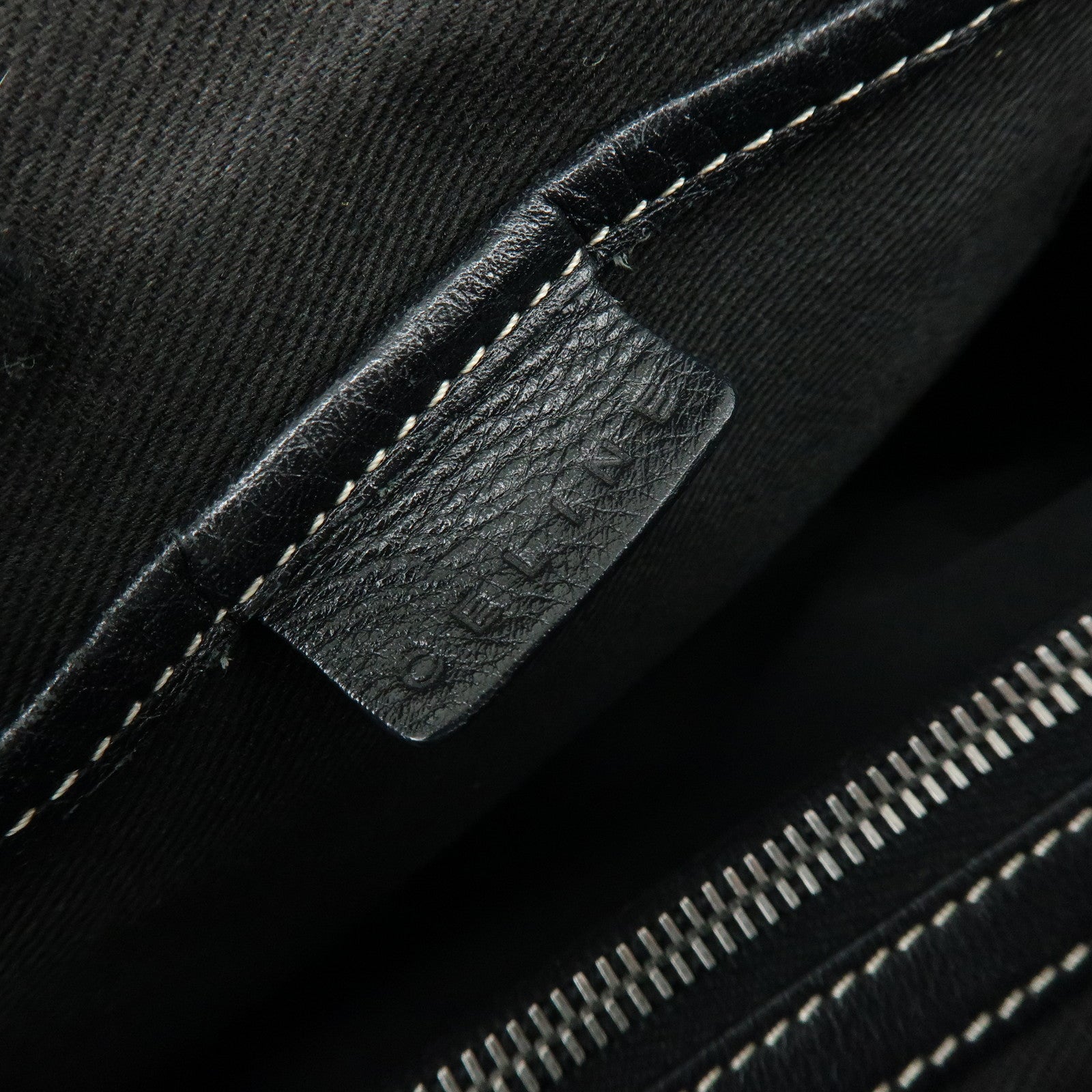 CELINE Macadam Canvas Leather Boogie Bag Hand Bag Navy