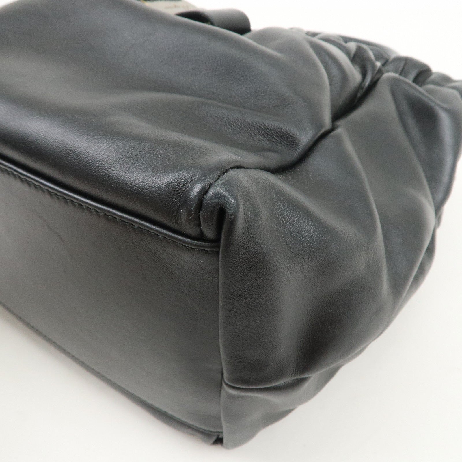 Ferragamo Vara Ribbon Leather 2Way Bag Hand Bag Shoulder Bag Black