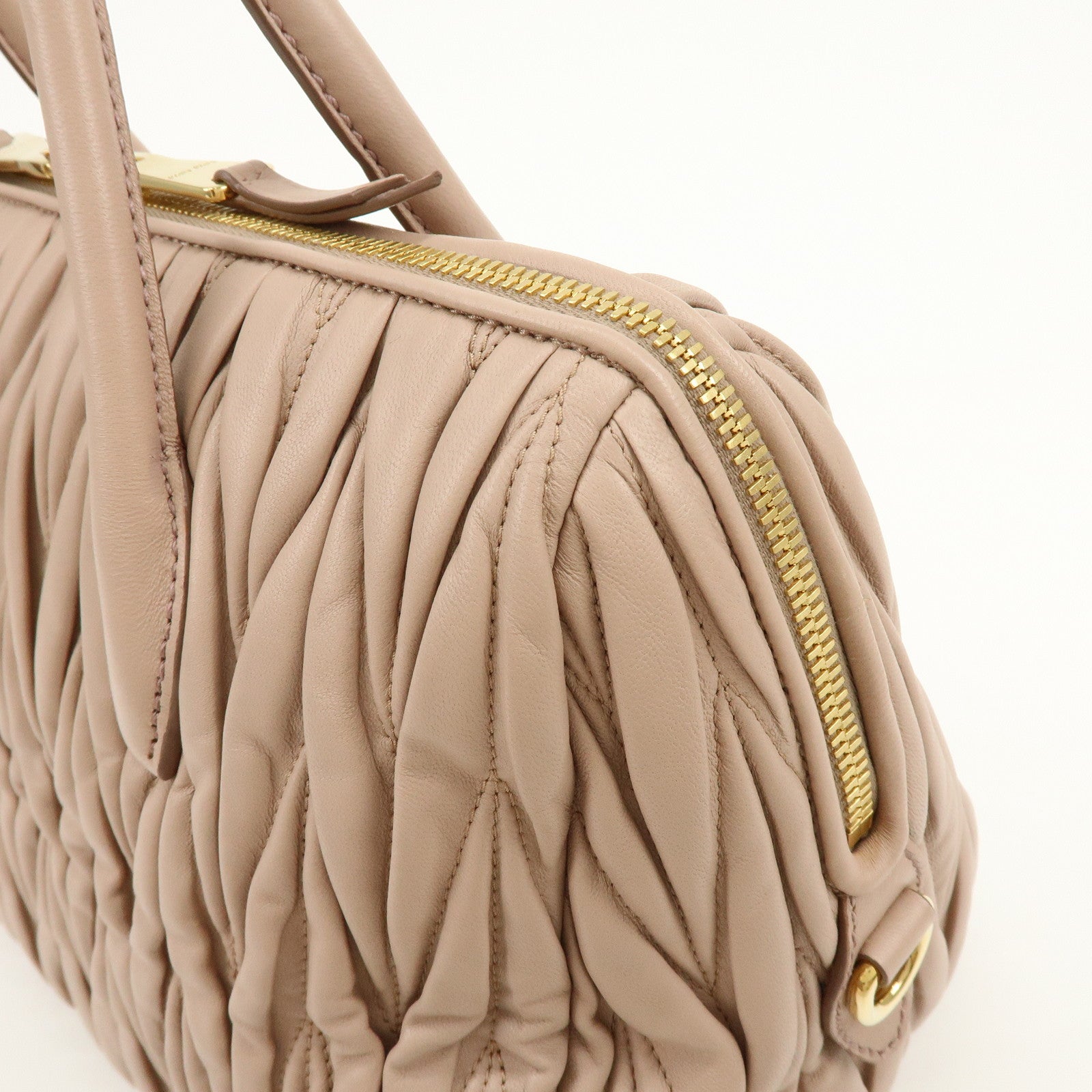 MIU MIU Matelasse Nappa Leather 2Way Hand Shoulder Bag Pink RLN059