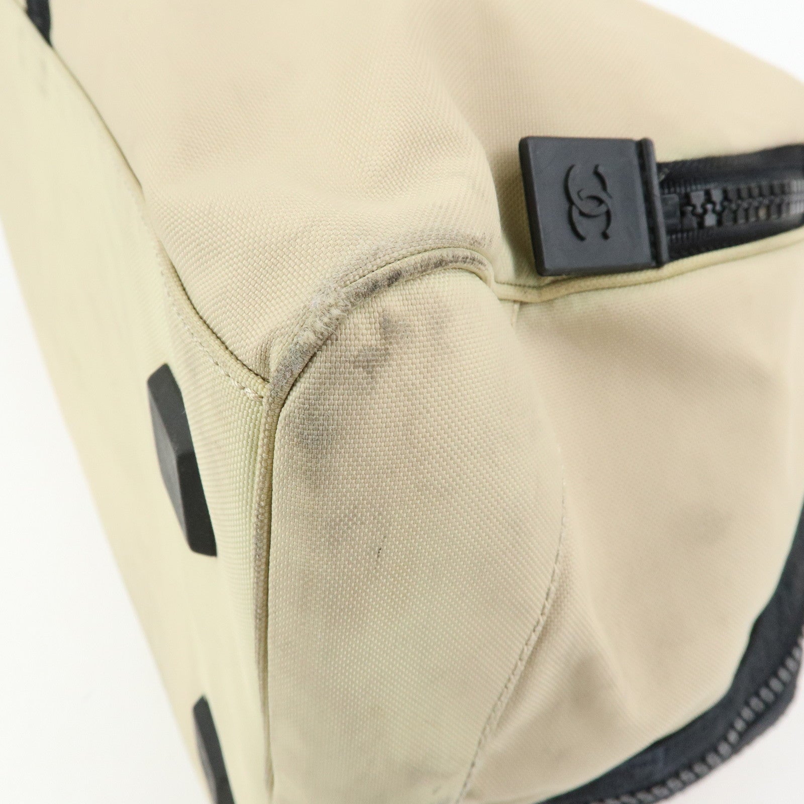 CHANEL CHANEL Sports Nylon Boston Bag Shoulder Bag Beige Black