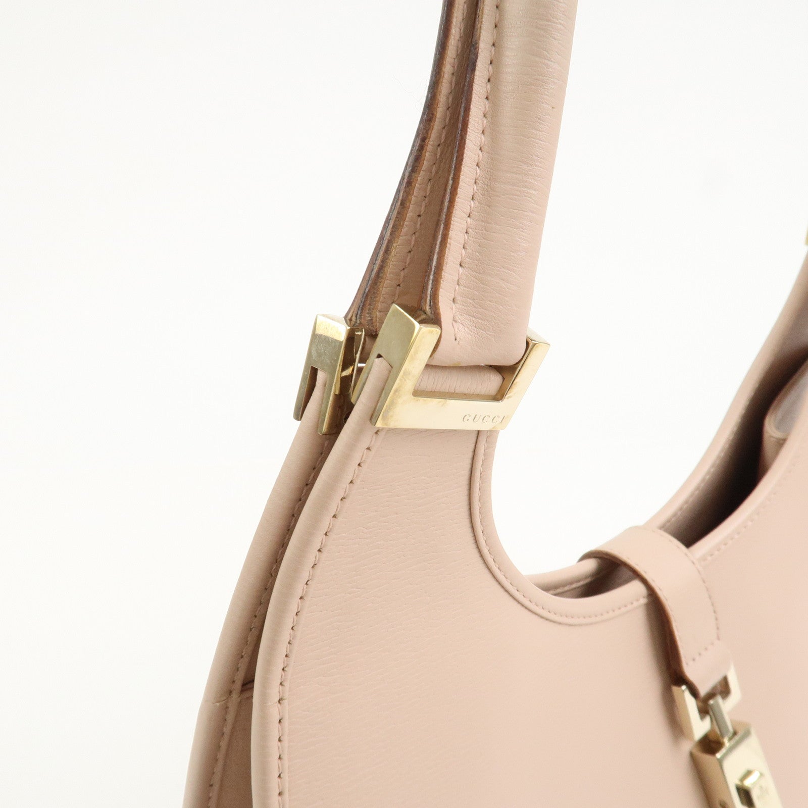 GUCCI Jackie Logo Leather Shoulder Bag Hand Bag Pink 002.1067