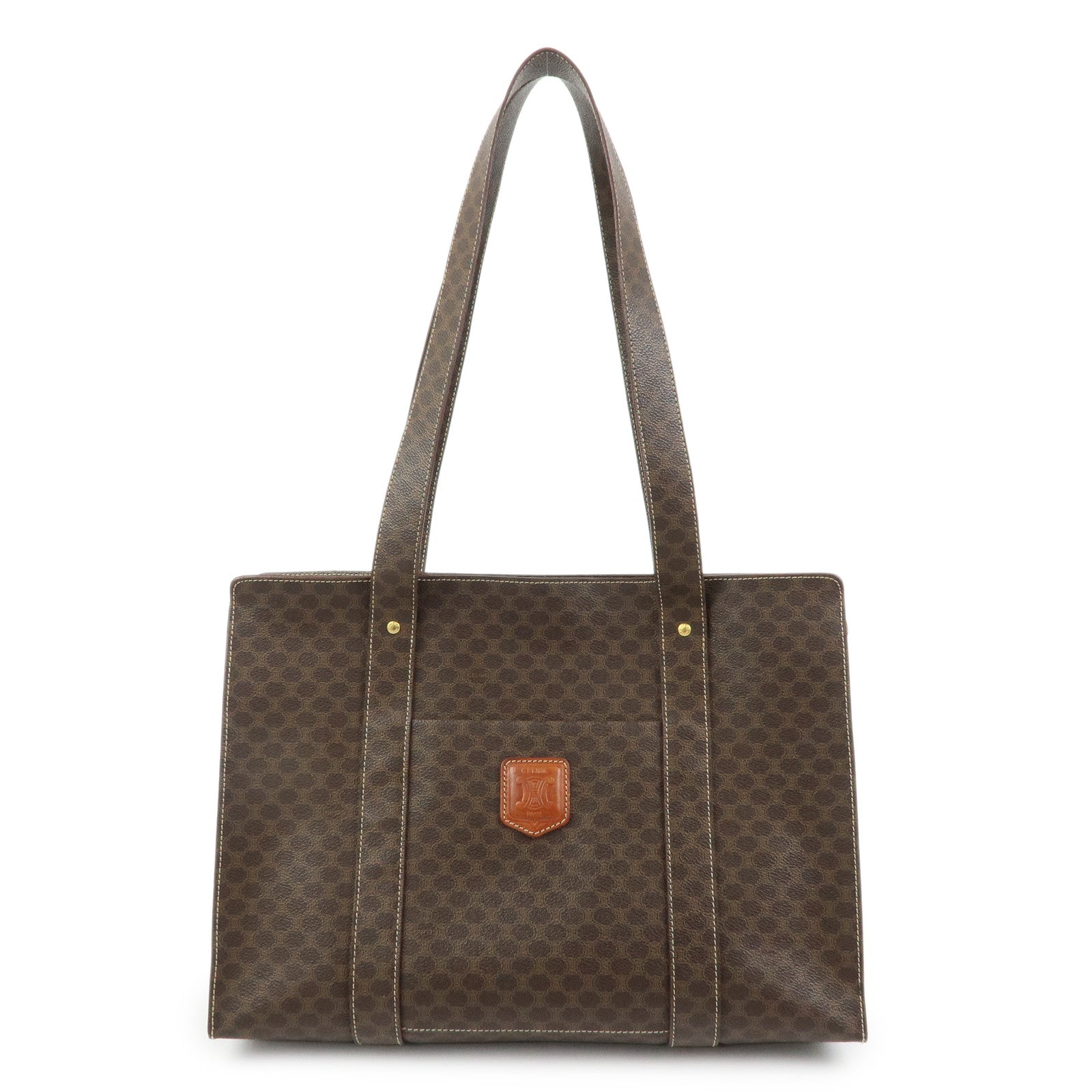CELINE Macadam PVC Leather Tote Bag Shoulder Bag Brown