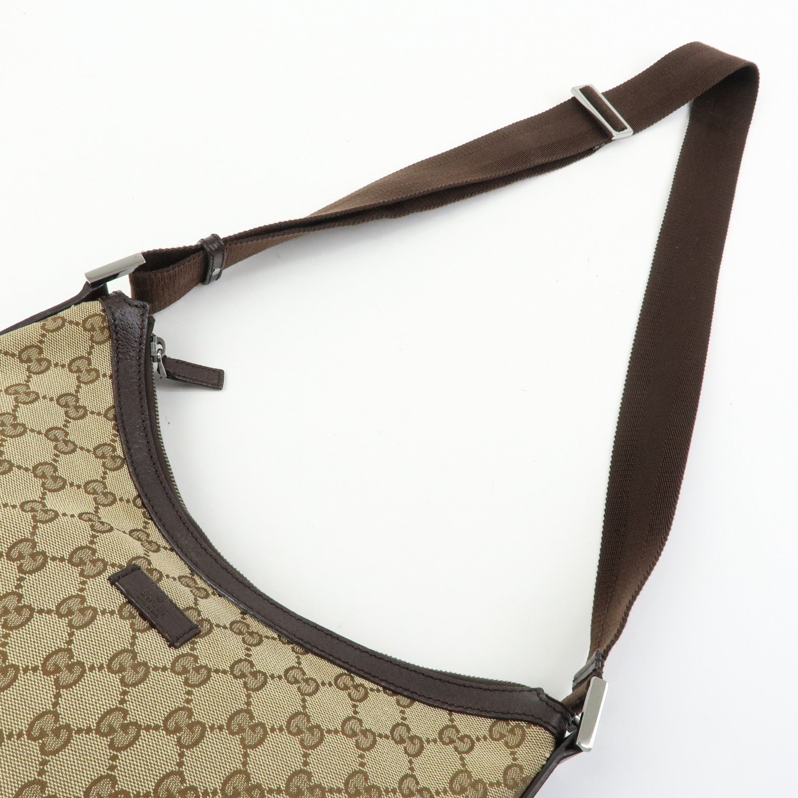 GUCCI GG Canvas Leather Shoulder Bag Crossbody Bag Beige 181092