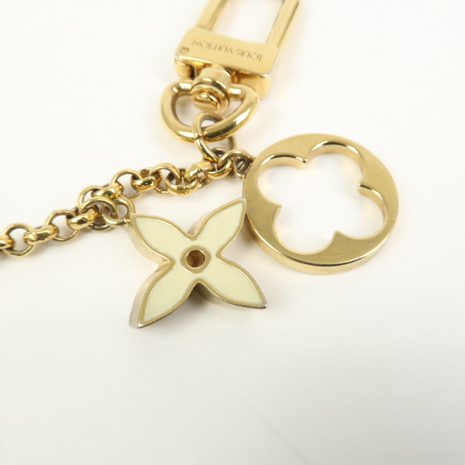 Louis Vuitton Fleur de Monogram Bag Charm Key Chain Gold M65111