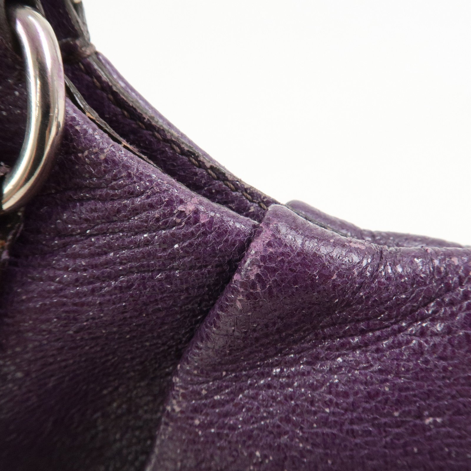 PRADA Leather Tote Bag Shoulder Bag Purple Silver