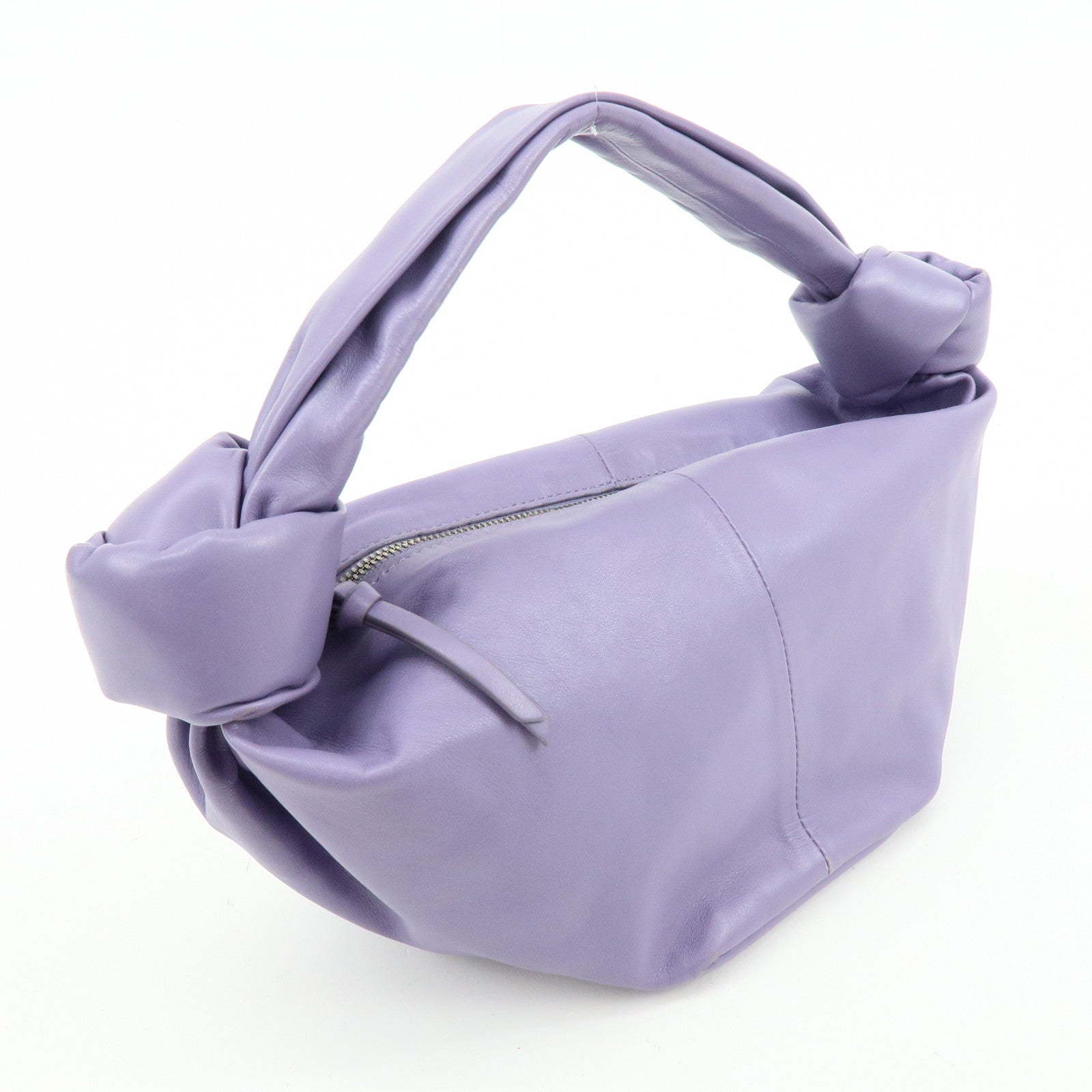 BOTTEGA VENETA Double Knot Leather Hand Bag Purple