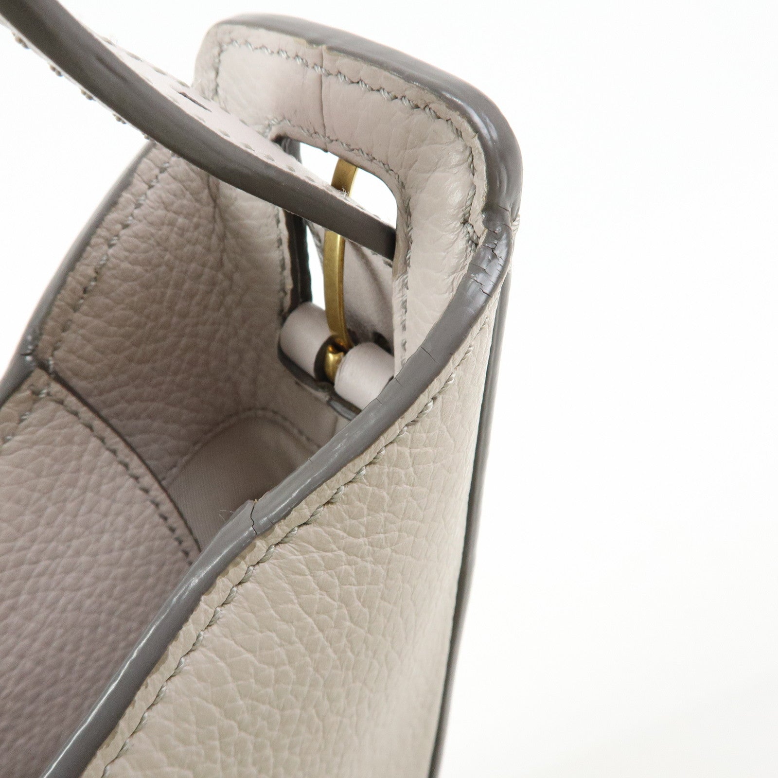 TOD'S OBOE Medium Leather Shoulder Bag Hand Bag Gray