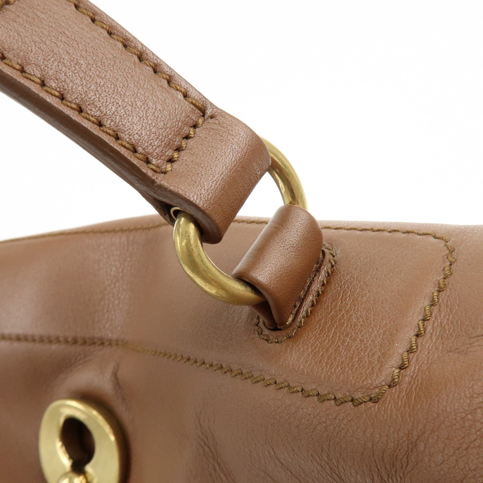 SAINT LAURENT PARIS Muse Two Leather Canvas Hand Bag Brown 229630