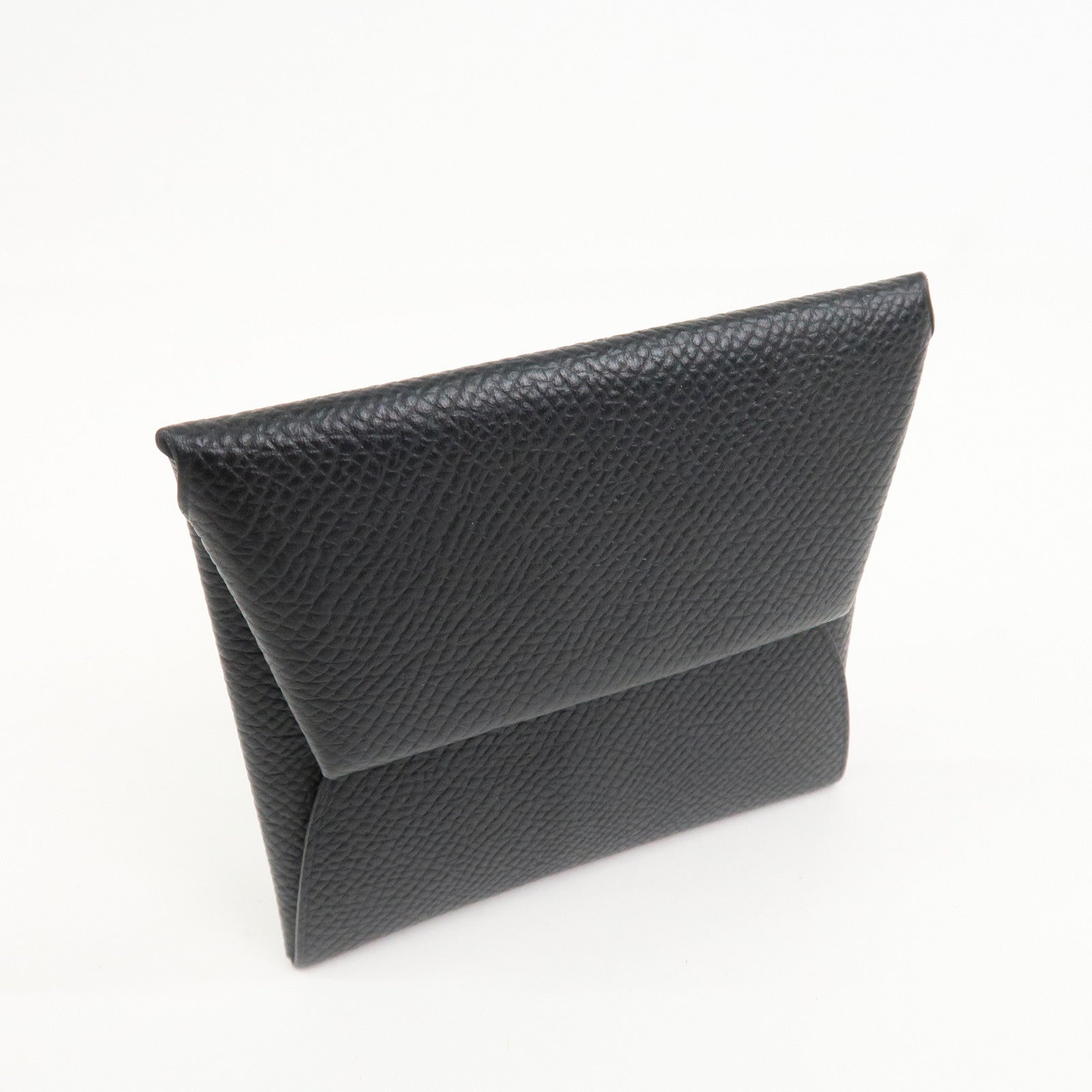 HERMES BASTIA Leather Coin Case Coin Purse Black