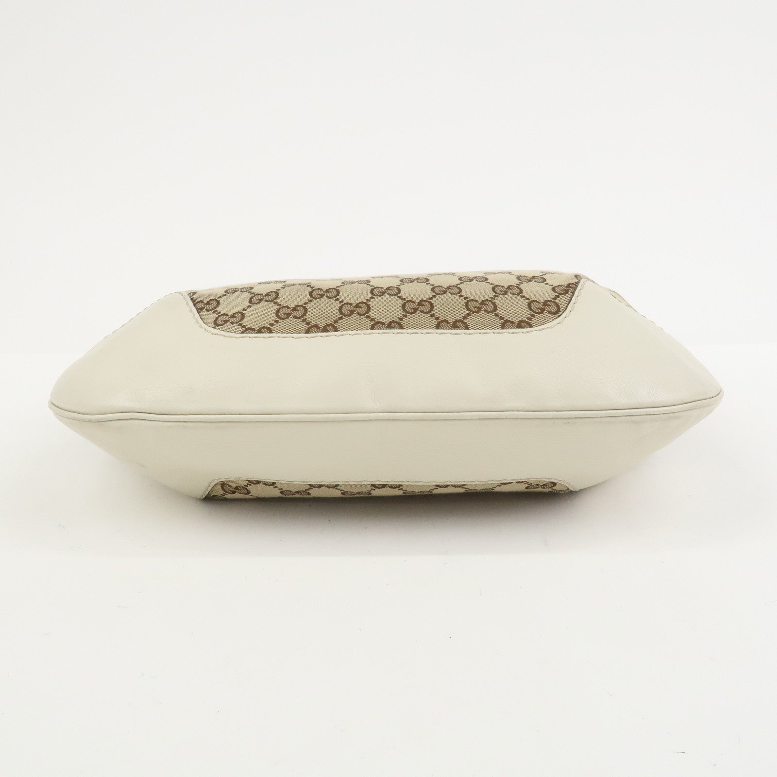 GUCCI GG Canvas Leather Shoulder Bag Brown Ivory 211810