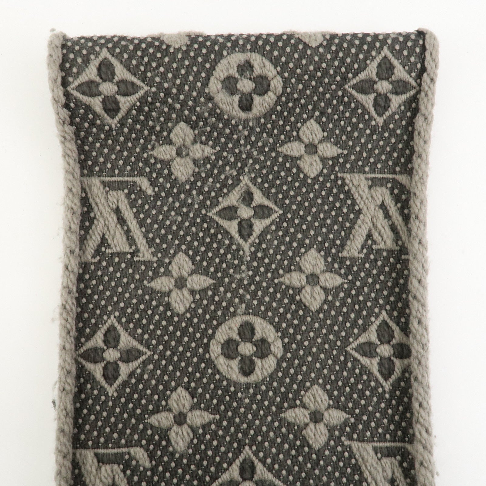 Louis Vuitton Monogram Escharp Logomania Wool Silk Scarf Gray