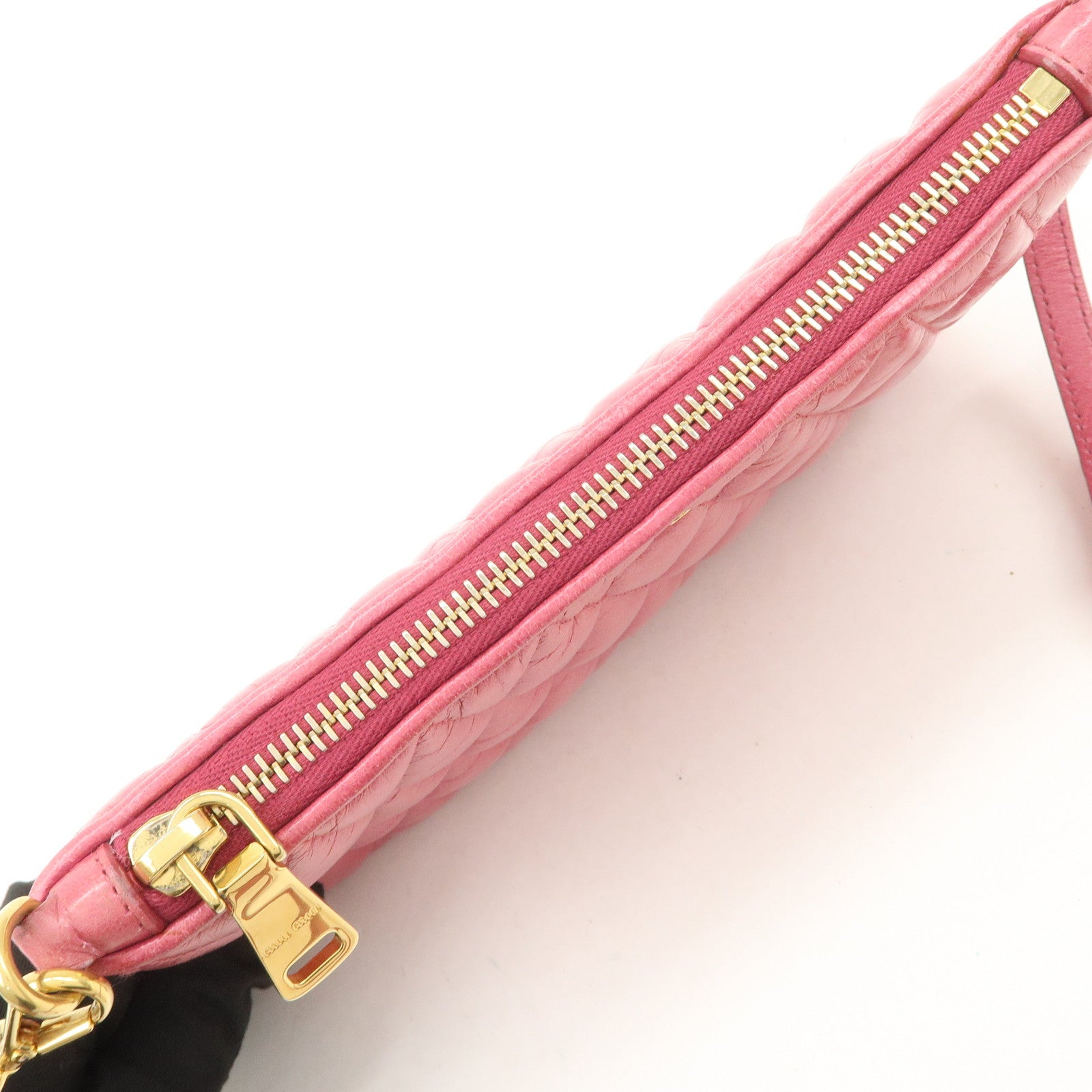 MIUMIU  Leather 2Way Shoulder Crossbody Bag Clutch Bag Pink Used