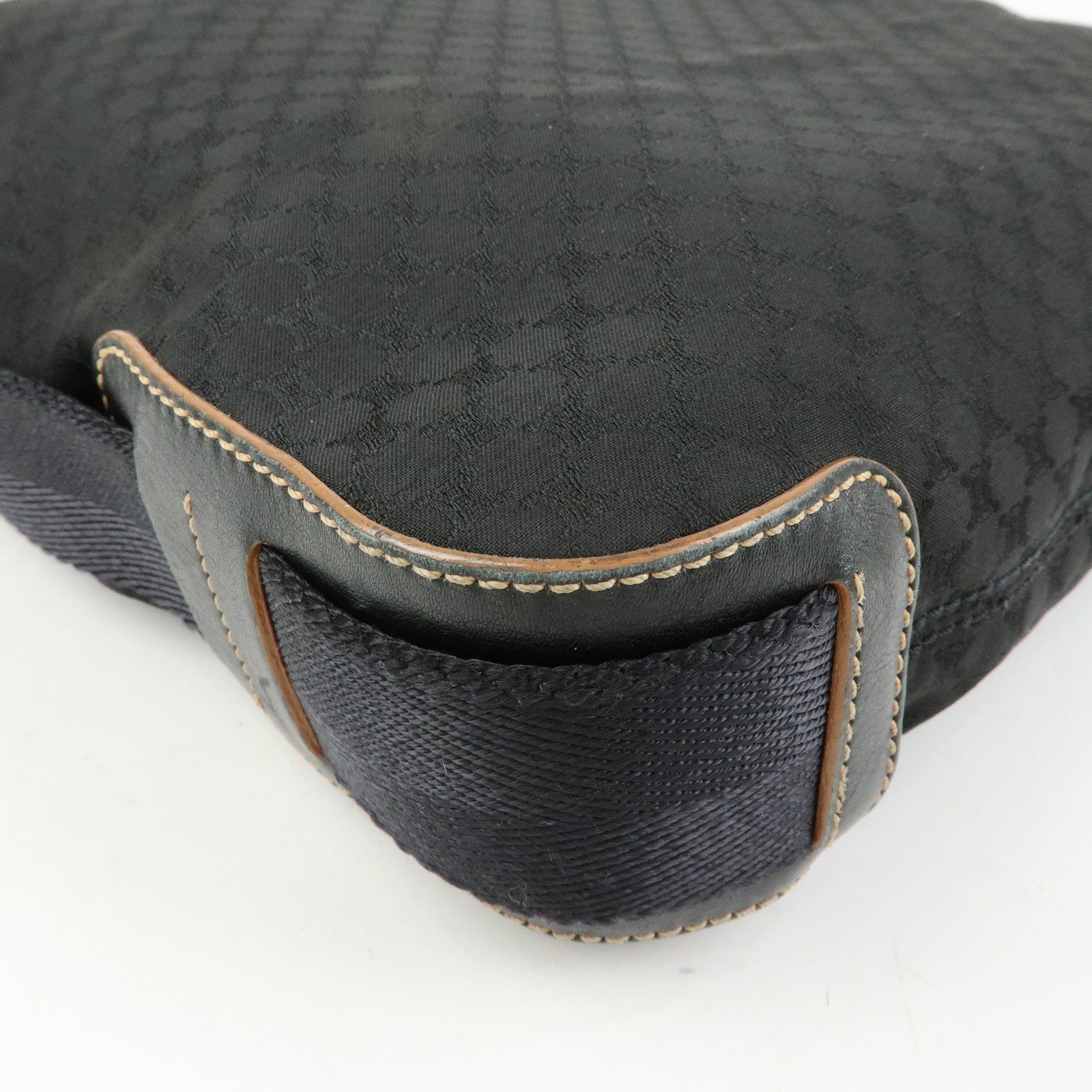 CELINE Macadam Canvas Leather Shoulder Bag Crossbody Bag Black
