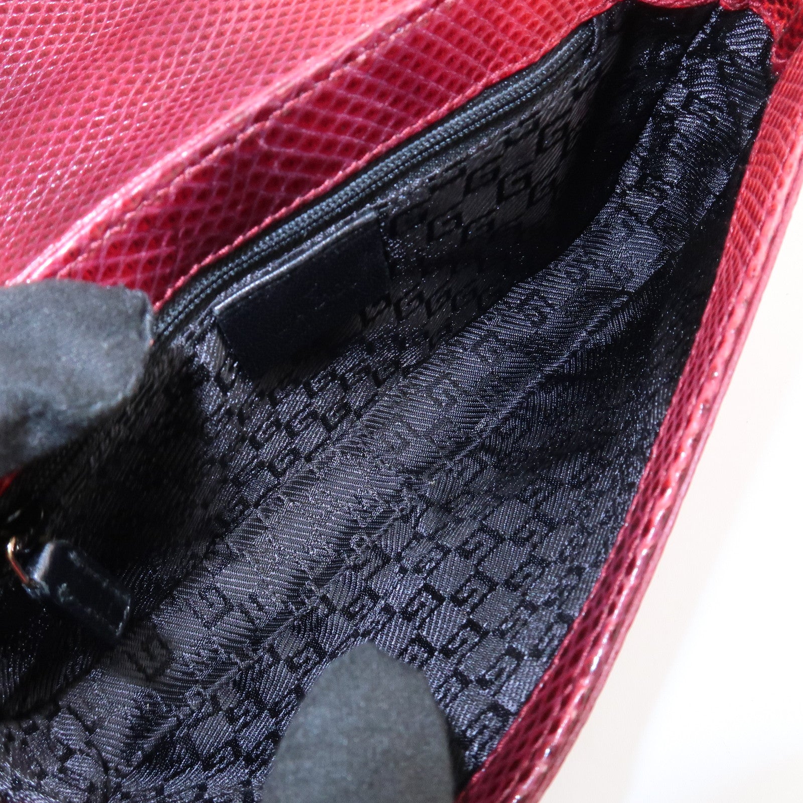 GUCCI Logo Leather Hand Bag Shoulder Bag Red 011.4227
