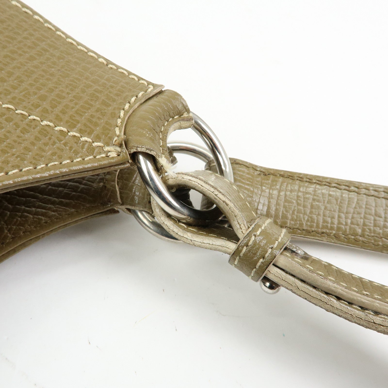 LOEWE Logo Leather Shoulder Bag Hand Bag Khaki