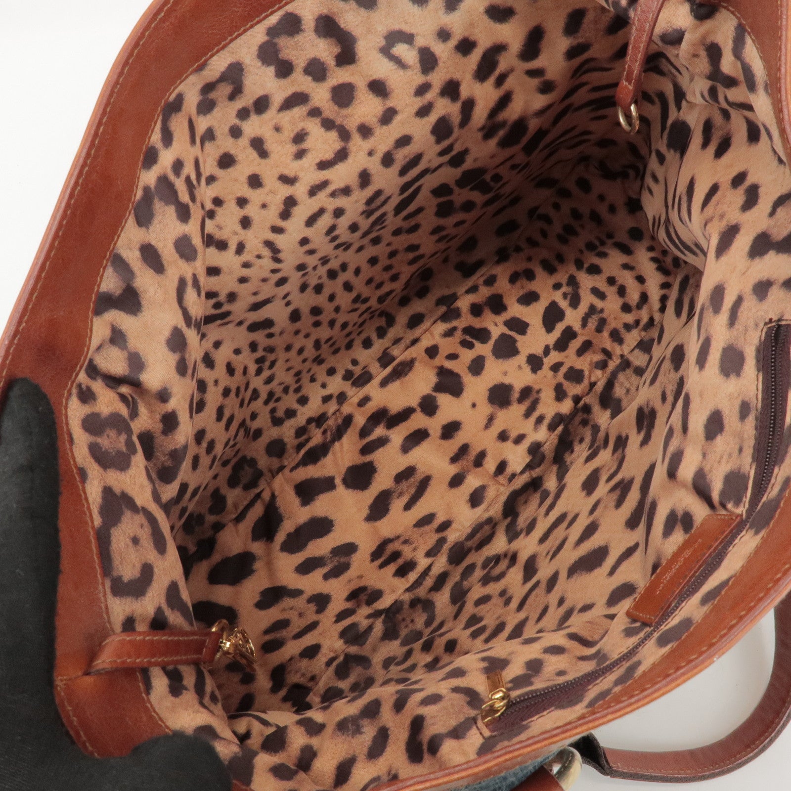 Dolce&Gabbana Denim Leather Tote Bag Shoulder Bag Denim Brown