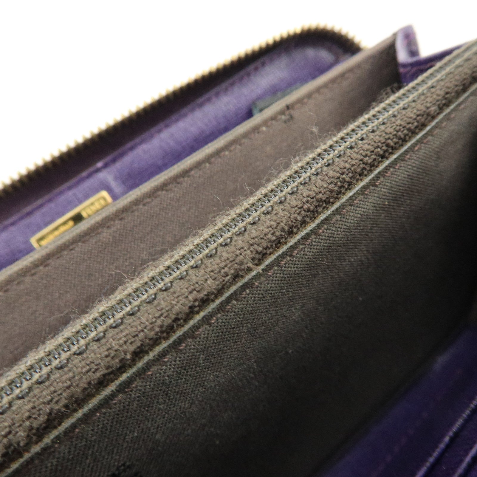 FENDI Zucca PVC Coated Canvas Leather Wallet Brown Purple 8M0899