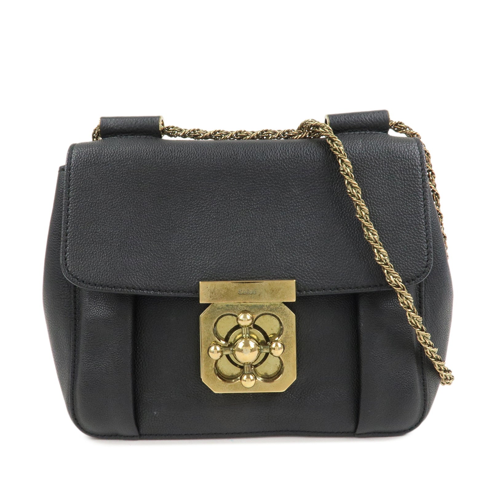 Chloe Elsie Leather Chain Shoulder Bag Hand Bag Black