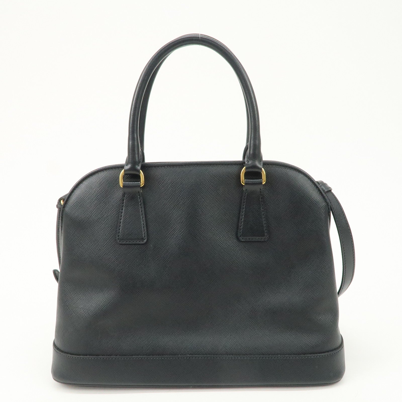 PRADA Saffiano Leather Triangle Logo 2WAY Bag Hand Bag Black BN2567